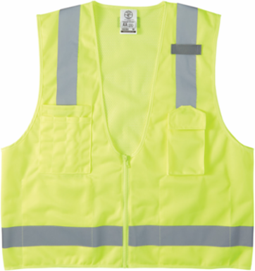 High-Visibility Reflective Safety Vest XL, ANSI Type R Class 2, 8 Pockets