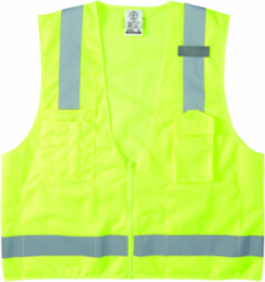 High-Visibility Reflective Safety Vest XL, ANSI Type R Class 2, 8 Pockets
