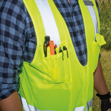 High-Visibility Safety Vest, Medium/Large, Reflective Stripes, 8 Pockets