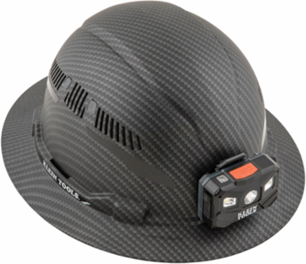Premium KARBN™ Vented Full Brim Hard Hat with Rechargeable LED Light, 1.34 lbs
