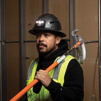 Premium KARBN™ Vented Full Brim Hard Hat with Rechargeable LED Light, 1.34 lbs