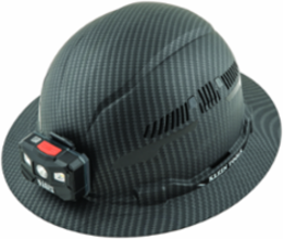 Premium KARBN™ Vented Full Brim Hard Hat with Rechargeable LED Light, 1.34 lbs