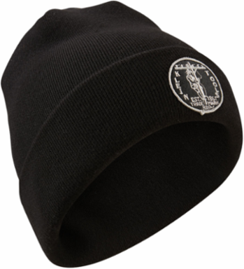 Heavy Knit Hat, Black, Vintage Logo, One Size Fits Most, Durable Construction