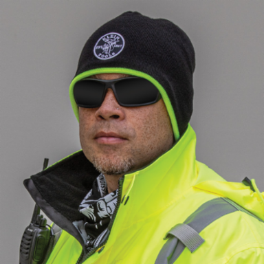 Knit Beanie with Fleece Lining, Black with High-Visibility Yellow Trim, One Size