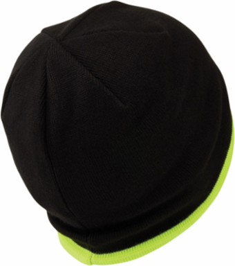 Knit Beanie with Fleece Lining, Black with High-Visibility Yellow Trim, One Size