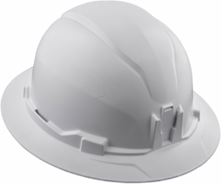 Hard Hat Full Brim Style White, Type 1, Tested up to 20kV, 6.5 to 8 Inch Size