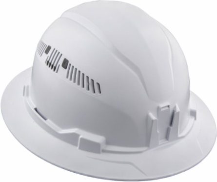 Full Brim Vented Hard Hat, 6.5 to 8 Inch Size, PC/ABS, ANSI Z89.1-2014