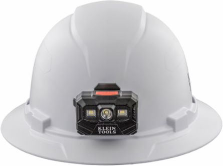 Full Brim Hard Hat with Rechargeable LED Headlamp, 20kV Tested, White