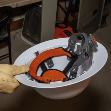 Full Brim Hard Hat with Rechargeable LED Headlamp, 20kV Tested, White