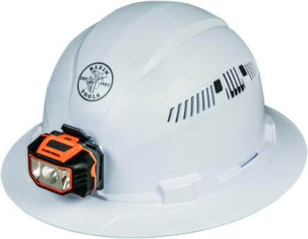 Vented Full Brim Hard Hat with LED Headlamp, 10.7 Inch Width, Class C Type 1