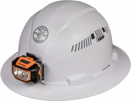 Vented Full Brim Hard Hat with LED Headlamp, 10.7 Inch Width, Class C Type 1