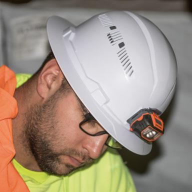 Vented Full Brim Hard Hat with LED Headlamp, 10.7 Inch Width, Class C Type 1