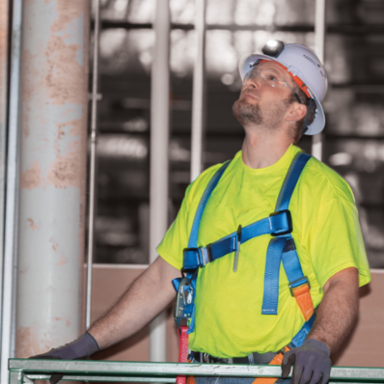 Hard Hat Full Brim with Rechargeable Headlamp, White, 4-Point Suspension, ANSI Compliant