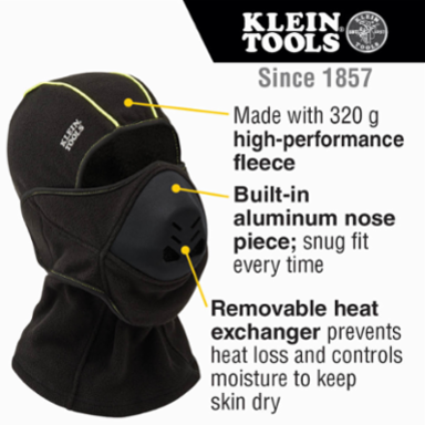 Heat Exchanger Balaclava, One Size Fits Most, 320g Fleece, Machine Washable