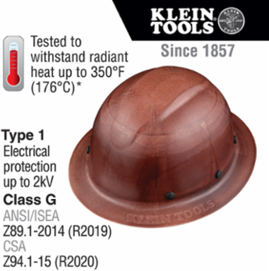 KONSTRUCT Series Full-Brim Hard Hat Class G, 1.13 lbs, 6-Point Suspension, Fiber-Reinforced Polymer