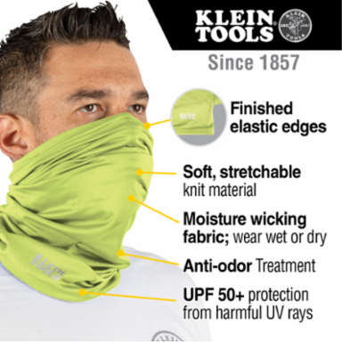 Neck and Face Cooling Band, One Size Fits Most, UPF 50+, High-Visibility Yellow