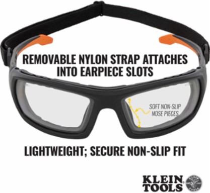 Professional Safety Glasses, Clear Lens, ANSI Z87.1 Standard, Lightweight Frame