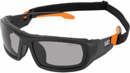 Professional Full-Frame Safety Glasses, Gray Lens, ANSI Z87.1, UV Protection