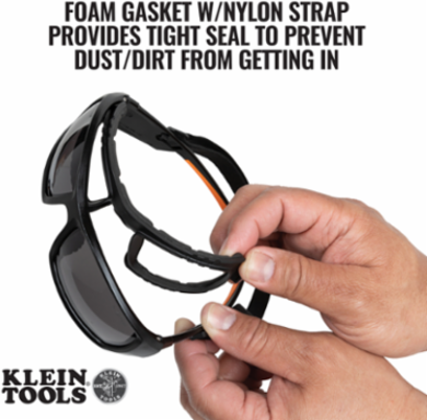 Professional Full-Frame Safety Glasses, Gray Lens, ANSI Z87.1, UV Protection