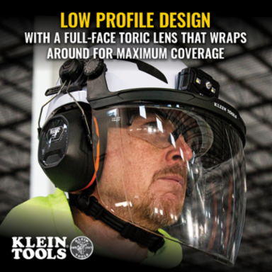 Cap-Style Hard Hat Face Shield, Clear, Polycarbonate, 0.08 Inch Thickness