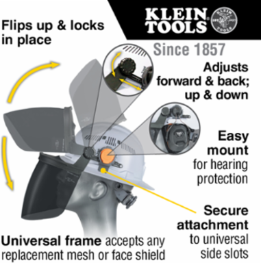 Safety Face Shield with Gray Tint, Polycarbonate, 9.2 Inch Length, ANSI Z87.1+