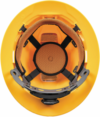 Non-Vented Full Brim Hard Hat, Yellow, Class E, 6.5-8 Hat Size, Ratchet Suspension