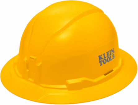 Non-Vented Full Brim Hard Hat, Yellow, Class E, 6.5-8 Hat Size, Ratchet Suspension