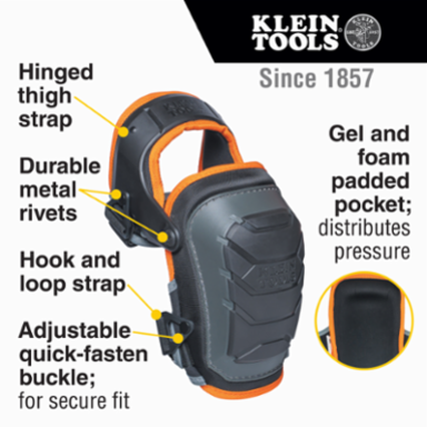 Heavy Duty Hinged Knee Pads 14.3 Inch x 7 Inch with Quick-Fasten Closure
