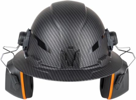 Full Brim Hard Hat Earmuffs, NRR 26dB, ABS Plastic, Comfortable Fit