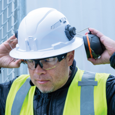 Full Brim Hard Hat Earmuffs, NRR 26dB, ABS Plastic, Comfortable Fit