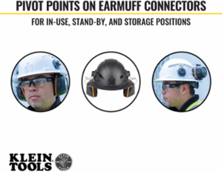 Full Brim Hard Hat Earmuffs, NRR 26dB, ABS Plastic, Comfortable Fit