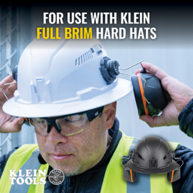 Full Brim Hard Hat Earmuffs, NRR 26dB, ABS Plastic, Comfortable Fit