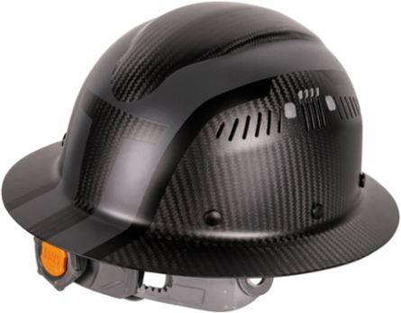 Carbon Fiber Full Brim Hard Hat, 6-Point Suspension, 1.1 lbs Weight