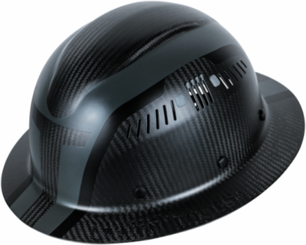 Carbon Fiber Full Brim Hard Hat, 6-Point Suspension, 1.1 lbs Weight