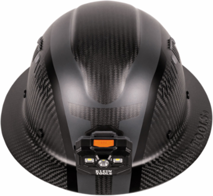 Carbon Fiber Full Brim Hard Hat with Rechargeable 300 Lumen Headlamp, Size 6.5-8 Inch