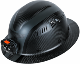 Carbon Fiber Full Brim Hard Hat with Rechargeable 300 Lumen Headlamp, Size 6.5-8 Inch