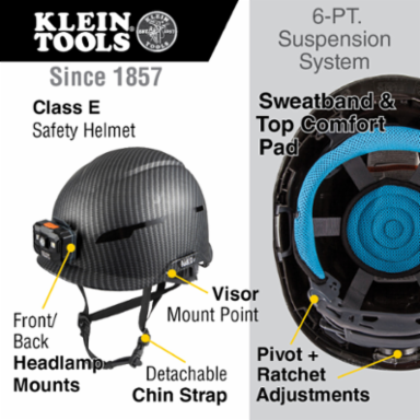 Premium KARBN Safety Helmet, Class E, Non-Vented, 6.5 Inch Height, 1.8 lbs