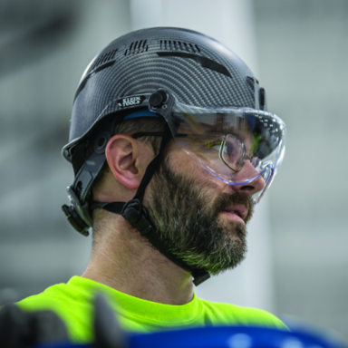 Premium KARBN™ Vented Safety Helmet, Class C, LED Headlamp, Adjustable Venting