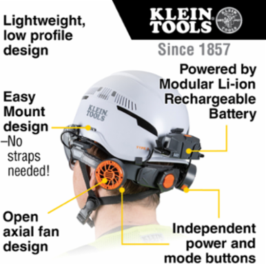 Lightweight Hard Hat Cooling Fan - 2 Speeds, 16-Hour Battery Life, Compact Design