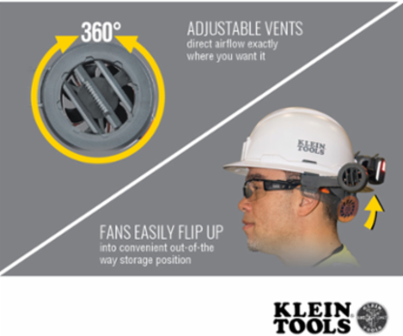 Lightweight Hard Hat Cooling Fan - 2 Speeds, 16-Hour Battery Life, Compact Design