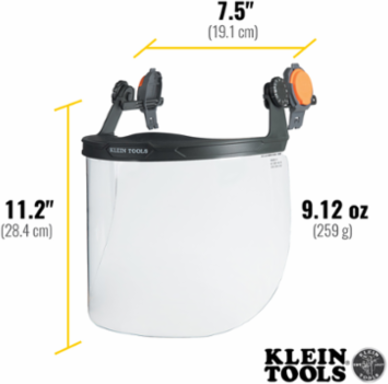 Clear Full Brim Hard Hat Face Shield, Polycarbonate, UV Protection 99.9%