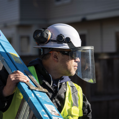 Clear Full Brim Hard Hat Face Shield, Polycarbonate, UV Protection 99.9%