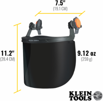 Full Brim Face Shield with Gray Tint, Hard Hat Mounted, 99.9% UV Protection