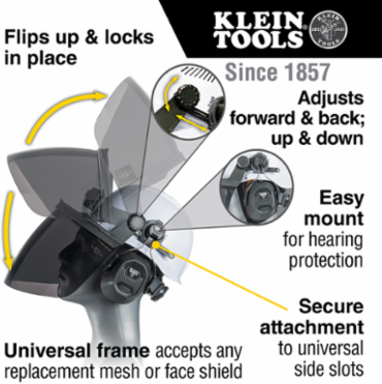 Full Brim Face Shield with Gray Tint, Hard Hat Mounted, 99.9% UV Protection