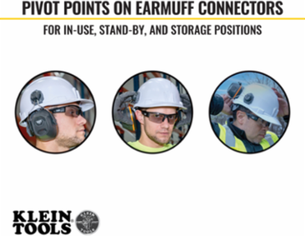 Cap Style Hard Hat Earmuffs, NRR 27dB, ABS Plastic, 3.9 Inch Width, 2.6 Inch Height