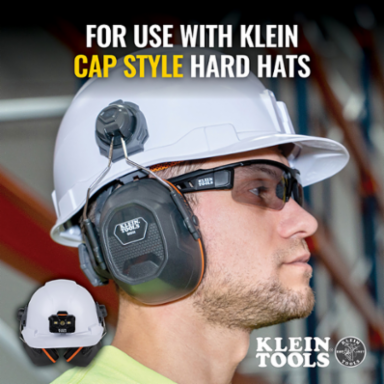 Cap Style Hard Hat Earmuffs, NRR 27dB, ABS Plastic, 3.9 Inch Width, 2.6 Inch Height