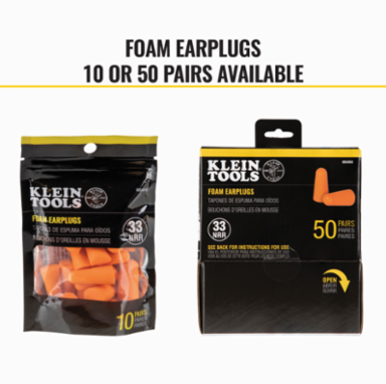 Foam Earplugs, 10-Pair, Universal Size, NRR 33 dB, Soft Polyurethane Foam