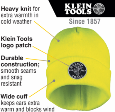 Heavy Knit Hat, High-Visibility Yellow, One Size Fits Most, 98% Polyester