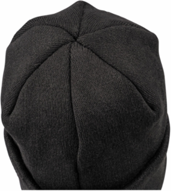 Black Heavy Knit Hat - One Size Fits Most, 98% Polyester, Leather Logo