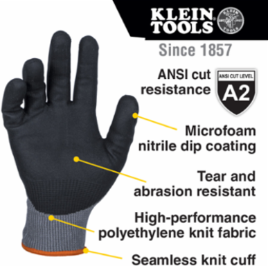 Knit Dipped Gloves, Cut Level A2, Touchscreen, Large, Machine Washable